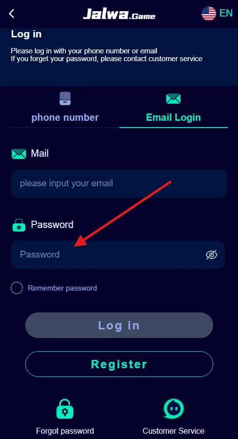 Type in your password while logging in